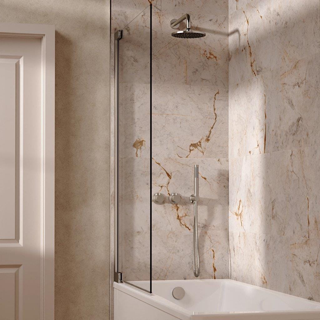 UK Bathroom Store Concealed Shower Set Brushed Nickel / Wall Arm / 200mm Crosswater Module Shower Set 6 - 3 Outlet with Overhead Shower, Handset and Overflow Bath Filler