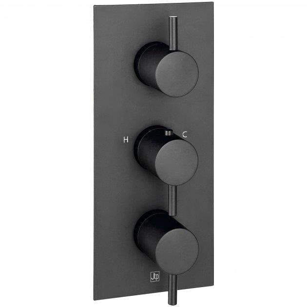 JTP Concealed Shower Set Matt Black JTP VOS 3 Outlet, 3 Handle, Concealed Thermostatic Shower Valve