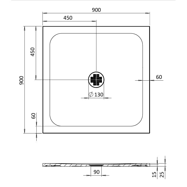 Crosswater Square Shower Tray Crosswater Creo Square 25mm Stone Resin Shower Tray with Waste