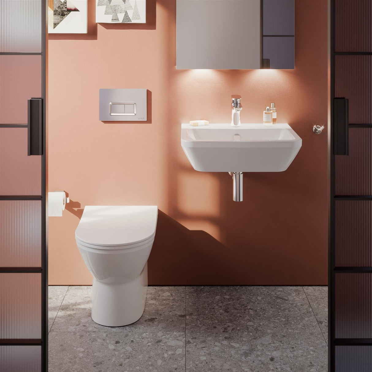 Vitra Back To Wall Toilet Vitra Integra Round Rimless Back to Wall Toilet with Soft Close Seat