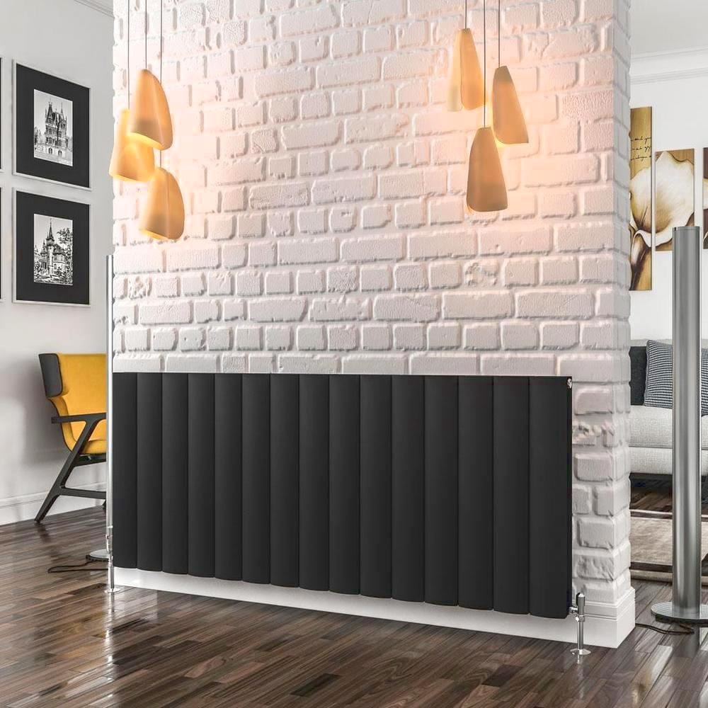 Eastbrook Panel Radiator 600 x 1420 / Electric Only Eastbrook Guardia Straight Horizontal Aluminium in Matt Black