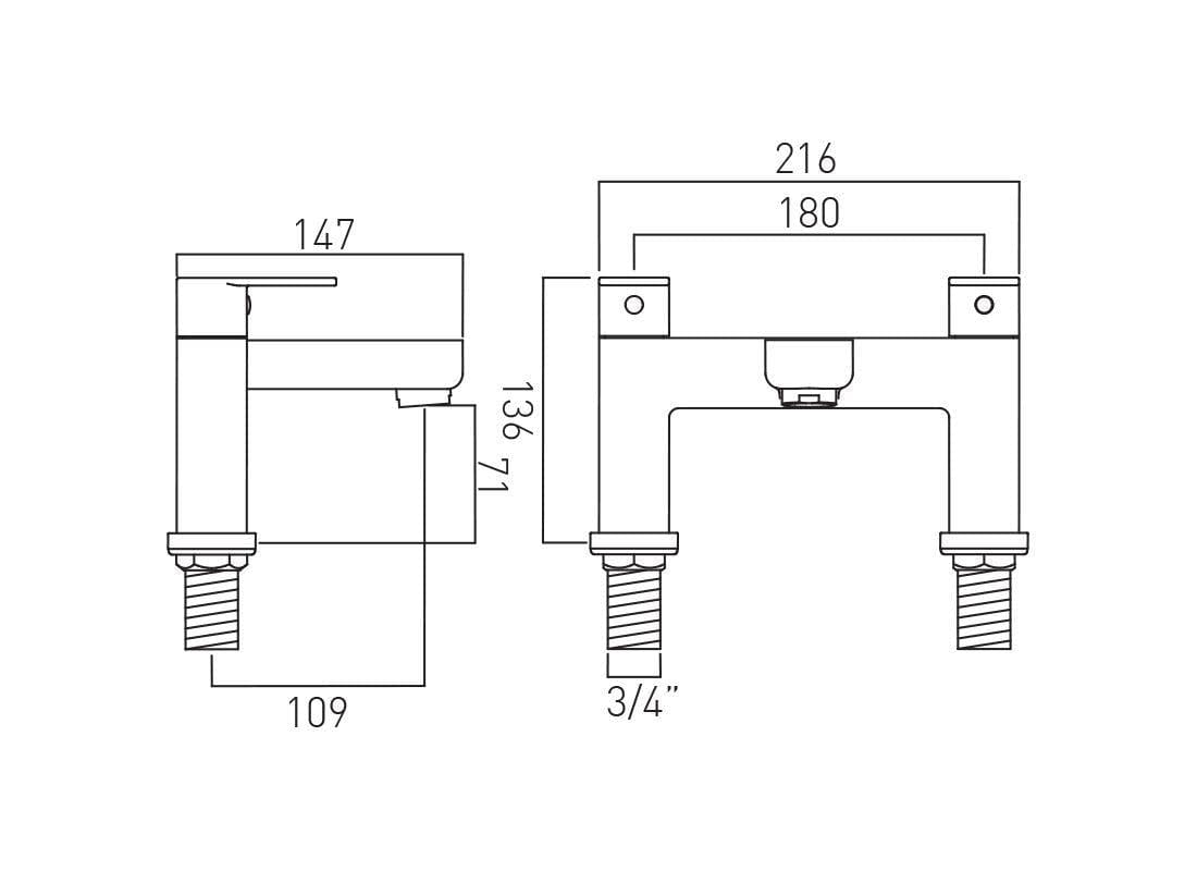 VADO Bath Mixer Vado Phase Bath Filler Tap - Chrome - PHA-137-C/P