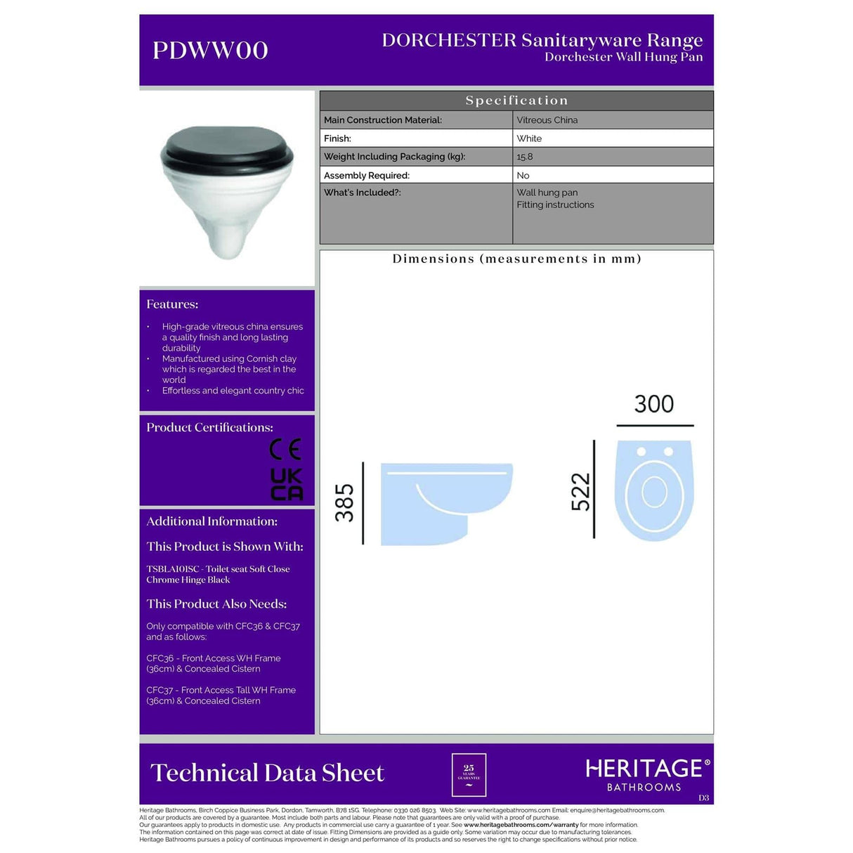 Heritage Wall Hung Toilet Heritage Dorchester Wall Hung Toilet