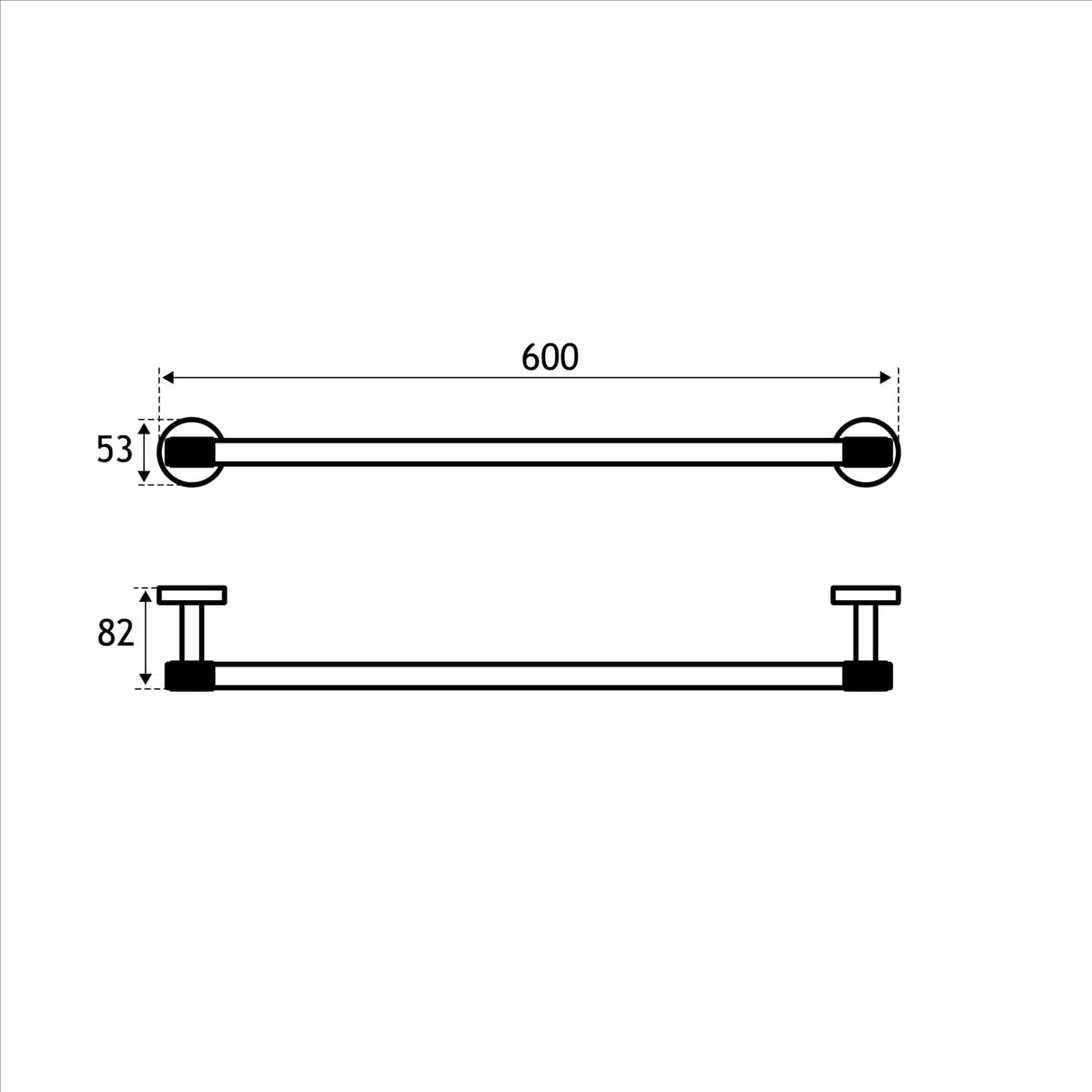 Eastbrook Towel Rails and Rings Eastbrook Catania Single Towel Rail in Matt Black with Brushed Brass