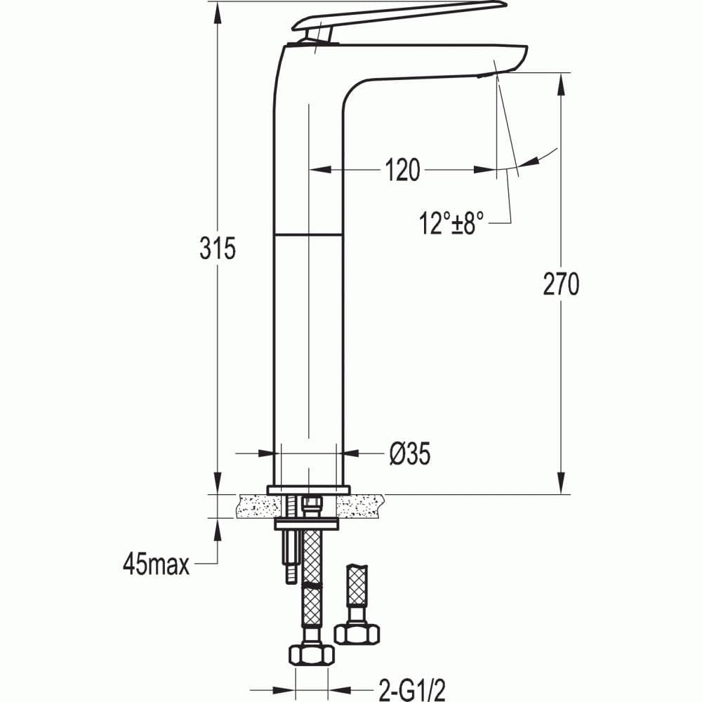 Flova Mono Basin Tap Flova Allore Tall Mono Basin Mixer Tap with Clicker Waste in Diamond Chrome
