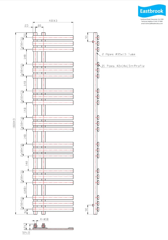 Eastbrook Designer Towel Radiator Eastbrook Leonardo Straight Vertical Heated Towel Rail in Chrome
