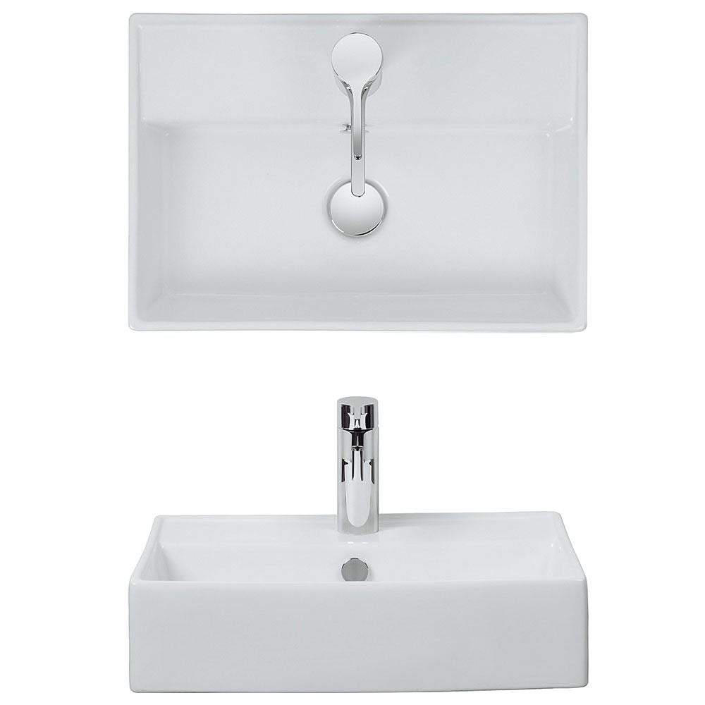 Crosswater Turin 500mm Countertop or Wall Mounted Basin with 1 Tap Hole