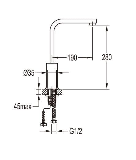 Flova Kitchen Tap Flova Str8 Single Lever Kitchen Mixer Tap with Swivel Spout in Chrome