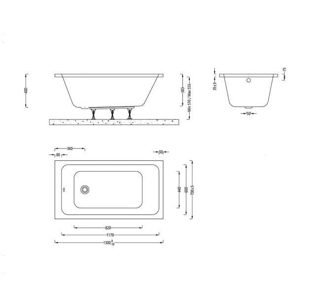Aquarius Single Ended Bath Aquarius Aaron Single Ended Reinforced Bath