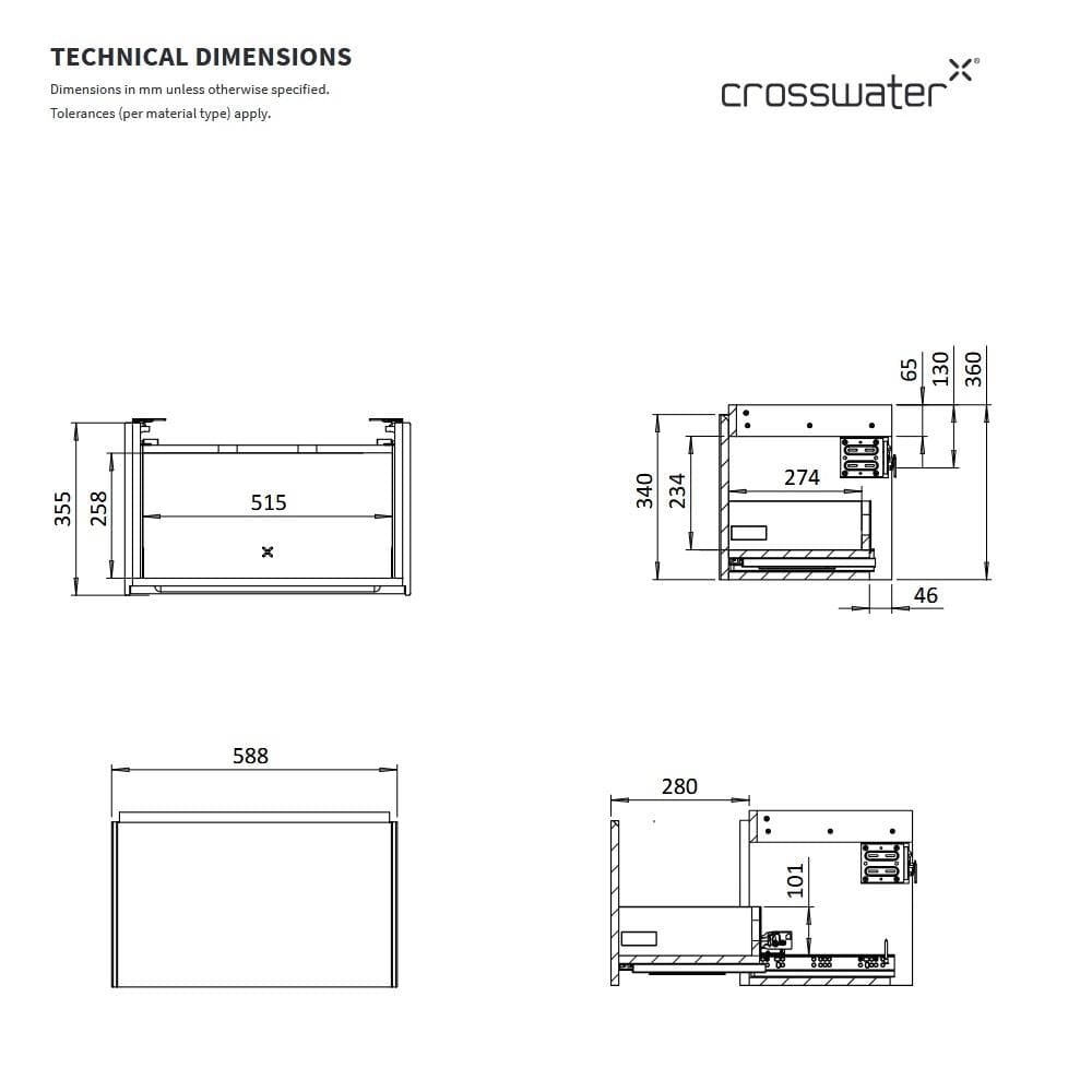 Crosswater Wall Mounted Vanity Unit Crosswater Mada Wall Mounted Vanity Unit