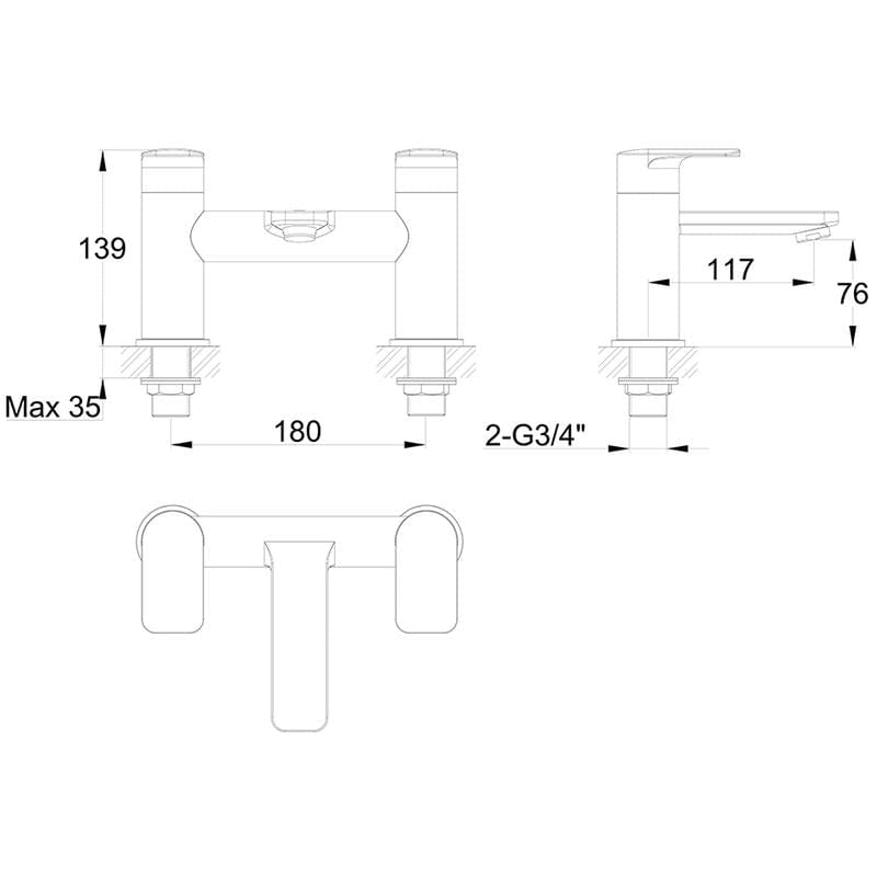Imex Bath Mixer Imex Suburb Bath Filler Tap in Chrome