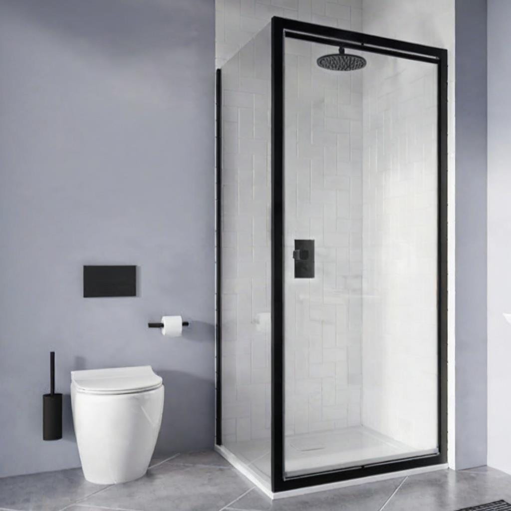 Crosswater Side Panel Matt Black / 800mm Crosswater Clear 6 Shower Door Side Panel