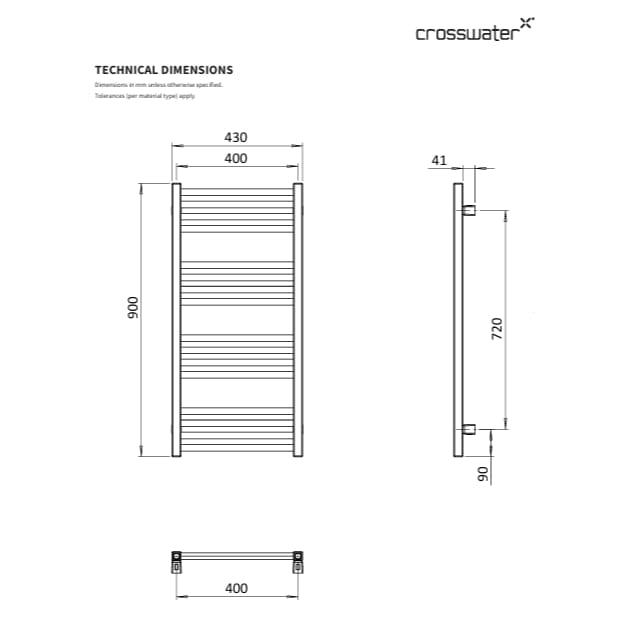 Crosswater Ladder Rail Crosswater MPRO Designer Vertical Towel Radiator in Slate