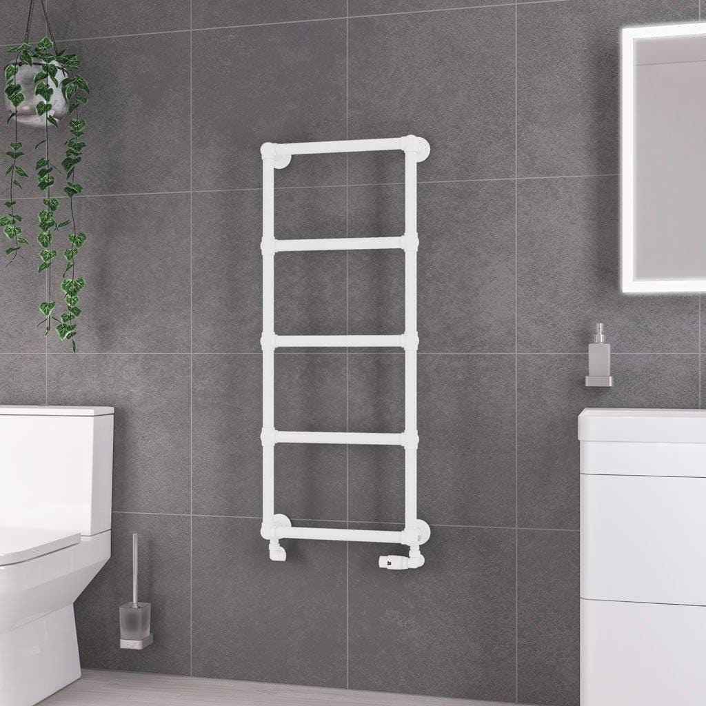 Eastbrook Traditional Towel Rail Eastbrook Stour Vertical Traditional Heated Towel Rail in Matt White