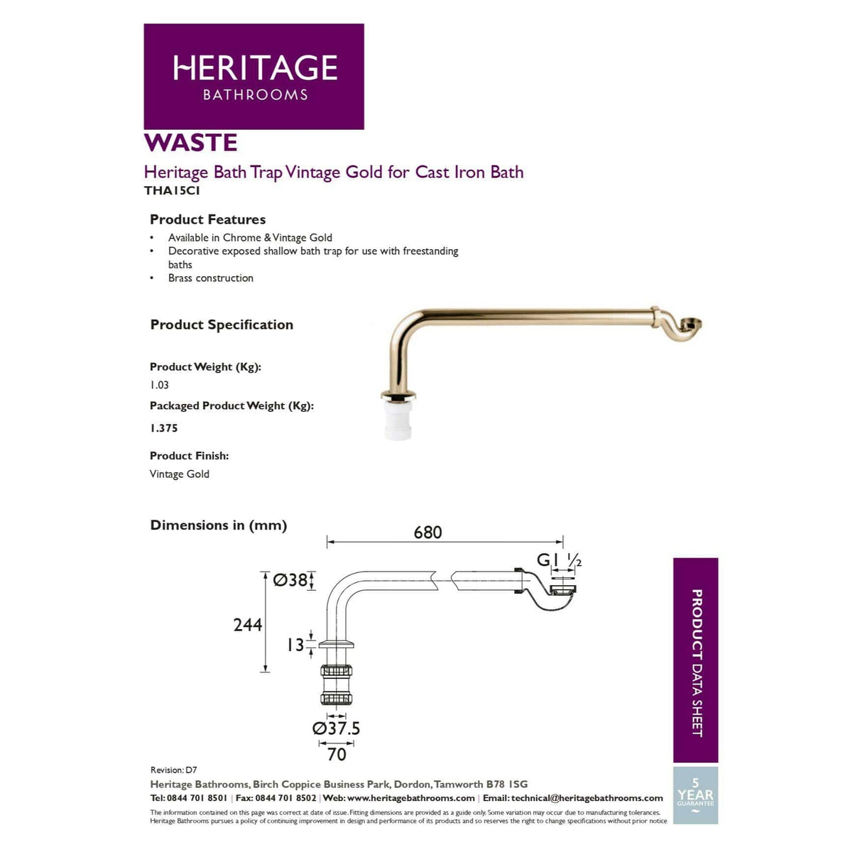 Heritage Exposed Bath Waste Vintage Gold Heritage Exposed Shallow Bath Trap