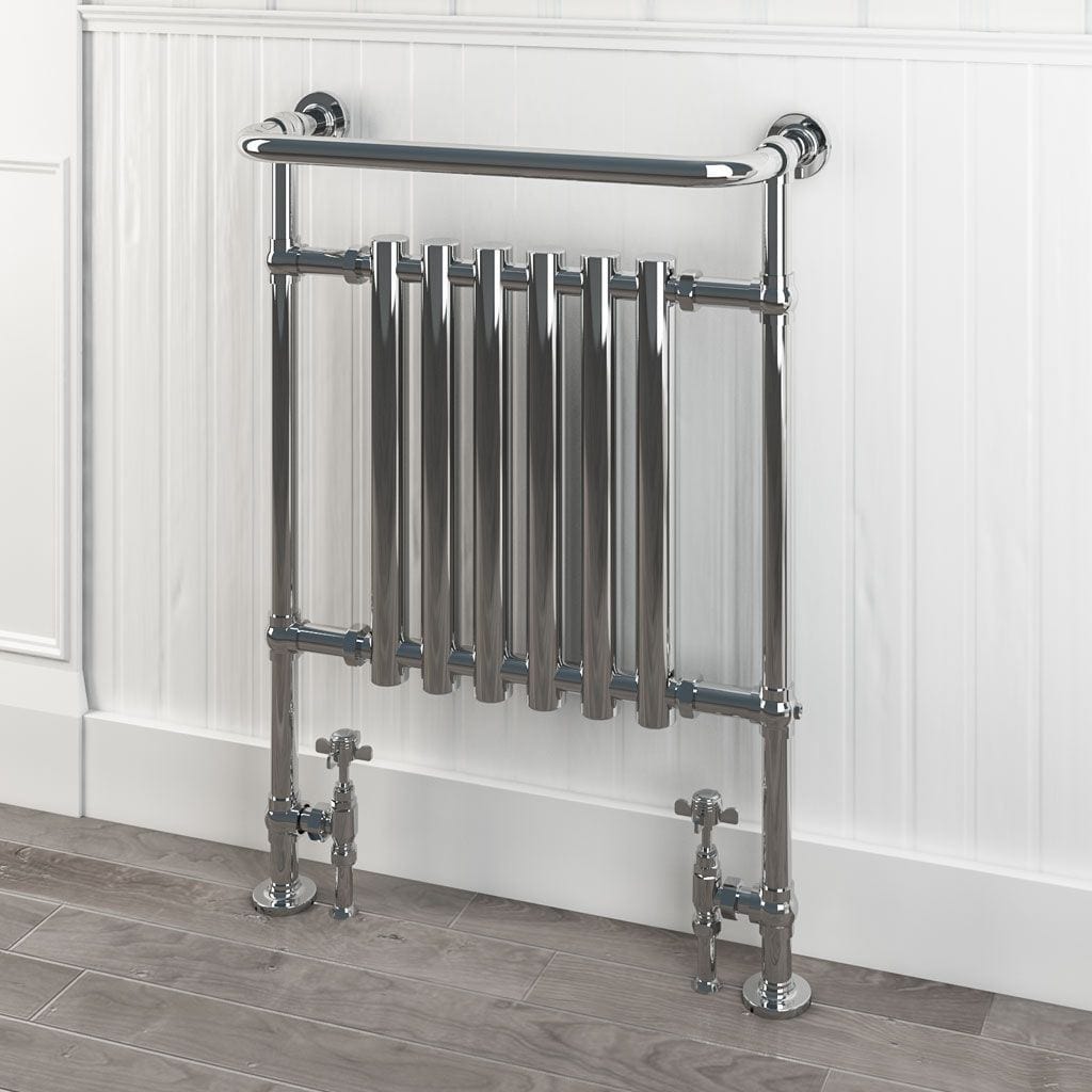 Eastbrook Inset Radiator Eastbrook Ampney Vertical Traditional Radiator Heated Towel Rail - 940mm x 674mm - Chrome