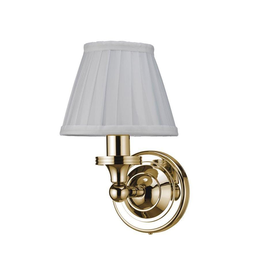 Burlington Bathroom Lighting Gold Burlington LED Round Bathroom Wall Light with White Fine Pleated Shade
