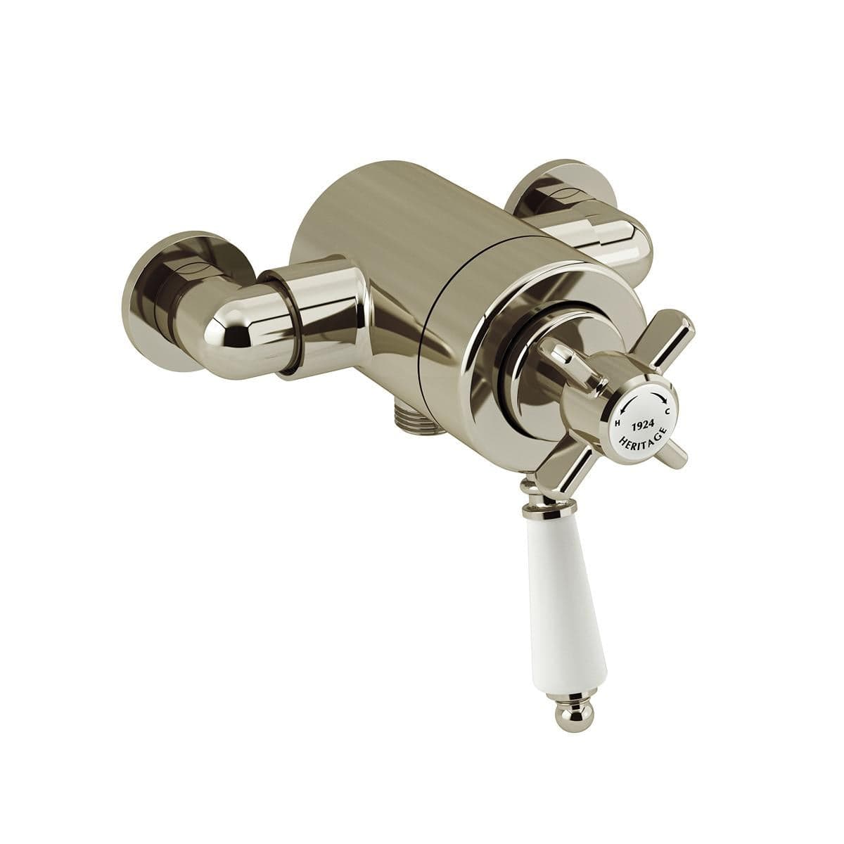 Heritage Exposed Shower Valve Vintage Gold / Bottom Outlet Connection Heritage Dawlish Exposed Thermostatic, I Outlet, 2 Handle Shower Valve