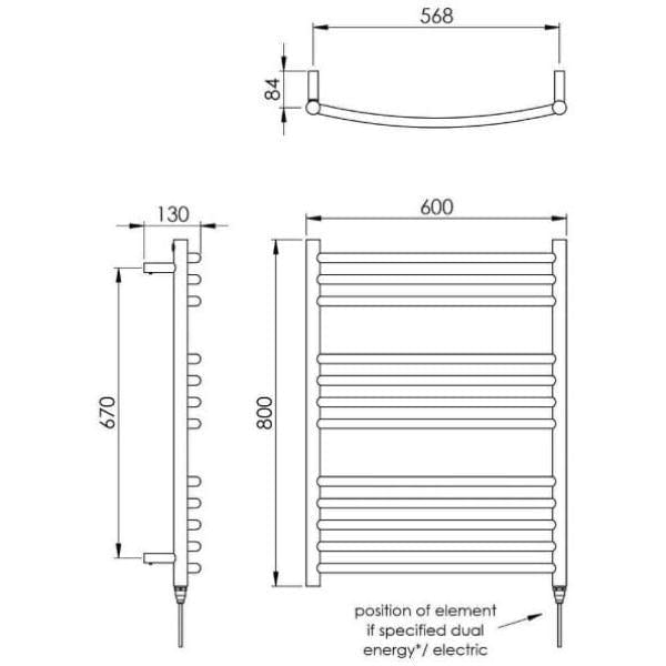 Vogue Ladder Rail Vogue Kerve Curved Ladder Rail in Polished Stainless Steel