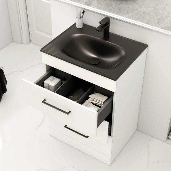 Imex Floor Standing Vanity Unit Imex Croma Floor Standing Three Drawer 600mm Vanity Unit with 1 Tap Hole Basin
