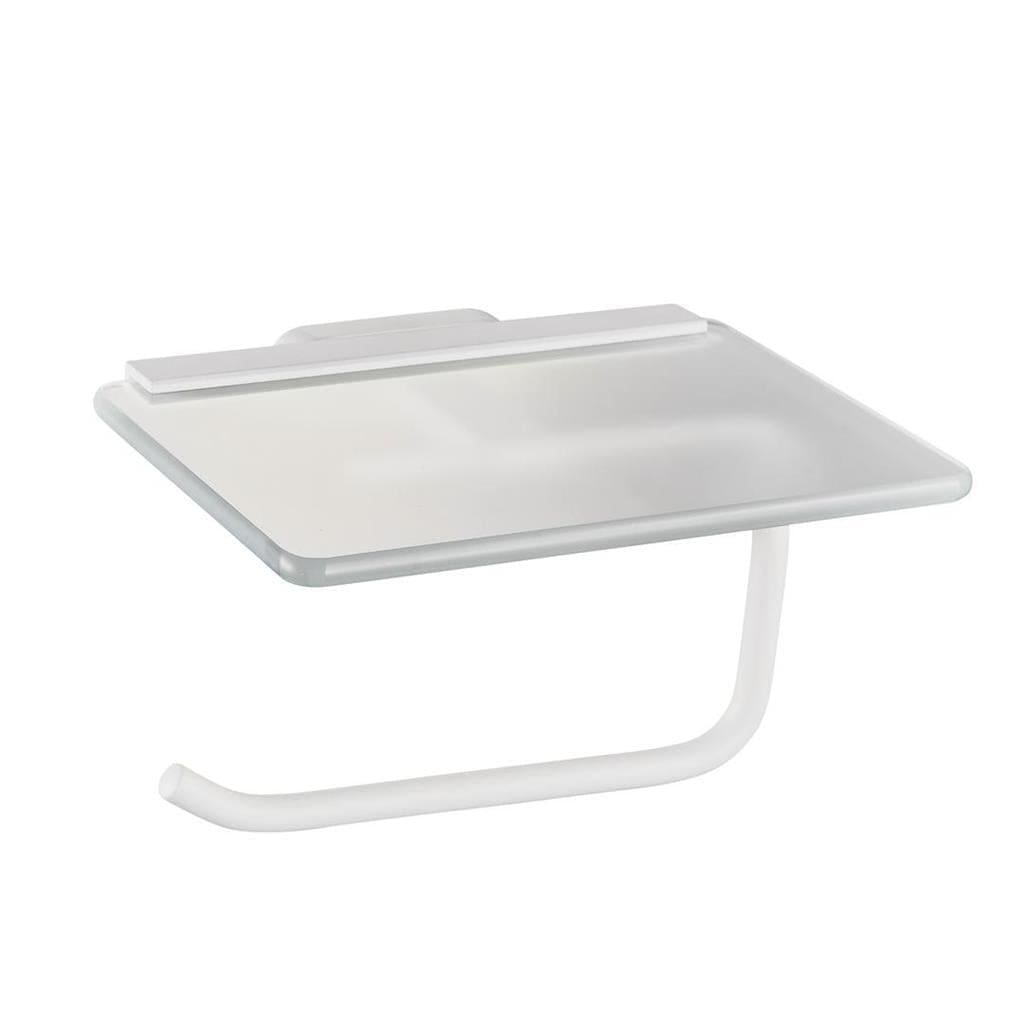Eastbrook Toilet Roll Holder Matt White Eastbrook Asti Toilet Roll Holder with Glass Shelf