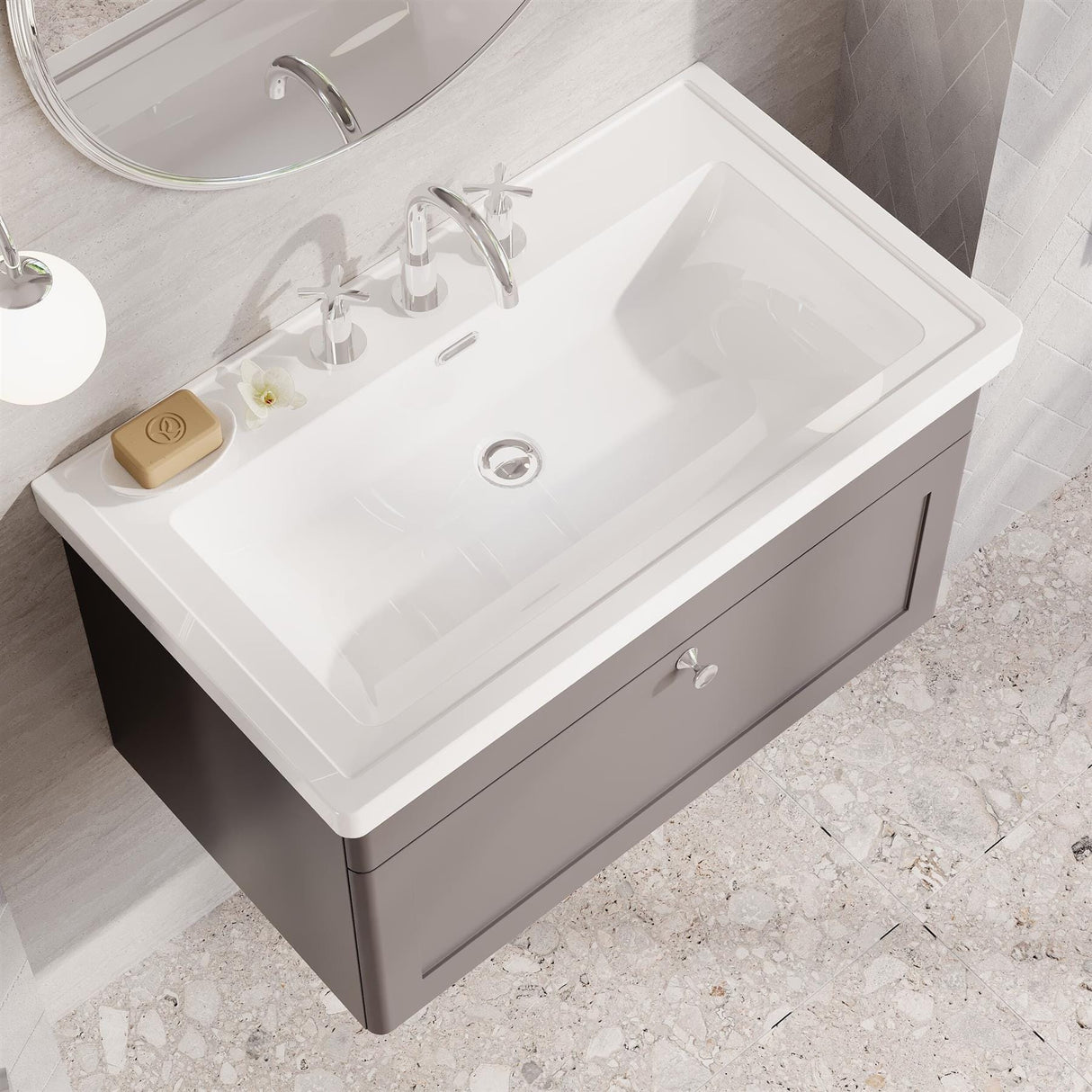 Aquarius Bathrooms Wall Mounted Vanity Unit Aquarius Leighton 800mm Wall Mounted One Drawer Vanity Unit with Basin