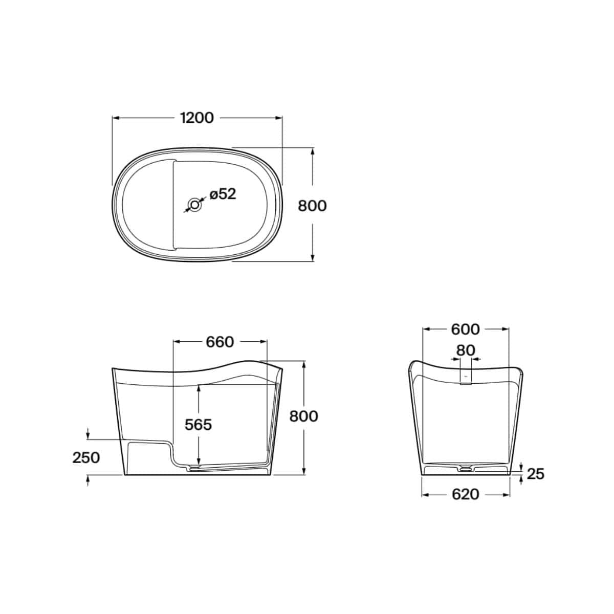 Roca Modern Freestanding Bath Roca Ohtake Oval Freestanding Stonex® Oval Japanese Bath with Click-Clack Waste
