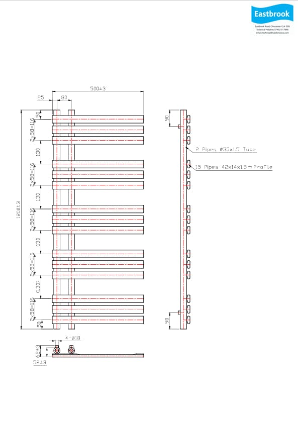 Eastbrook Leonardo Straight Vertical Heated Towel Rail in Chrome