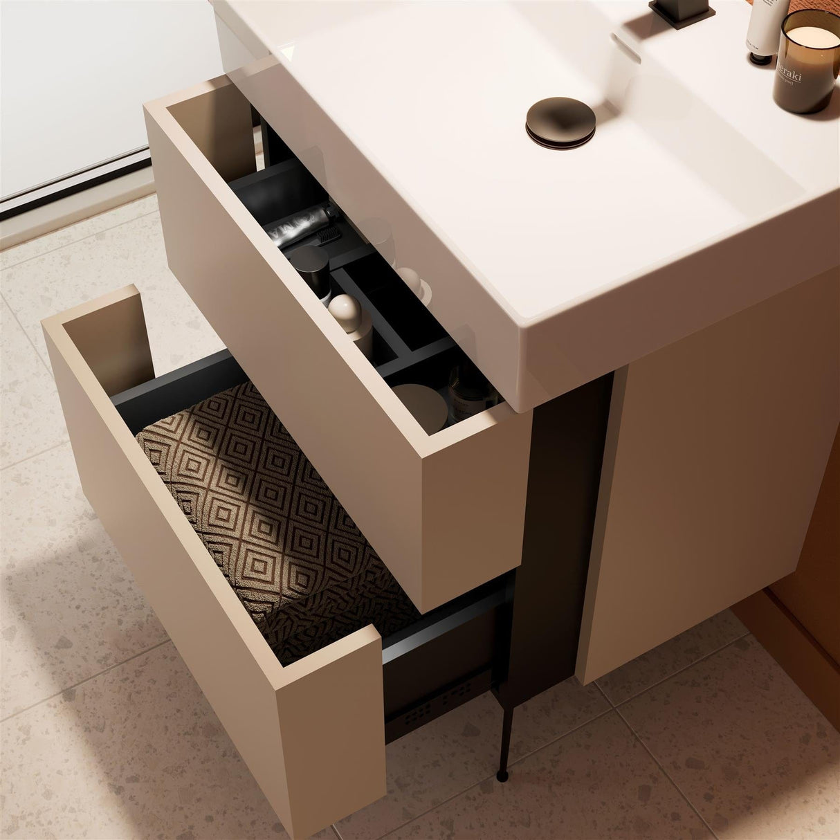 Crosswater Wall Mounted Vanity Unit Crosswater Avenue Vanity Unit with Basin - 600mm - Two Drawer - Wall Mounted