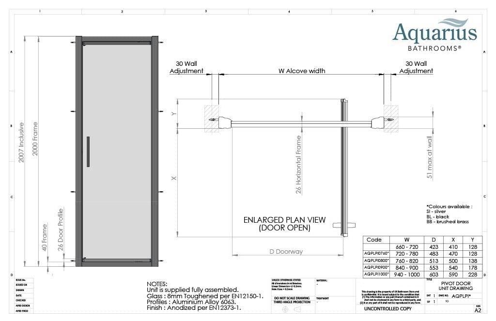 Aquarius Pivot Shower Door Aquarius Pluvia 8mm Pivot Shower Door