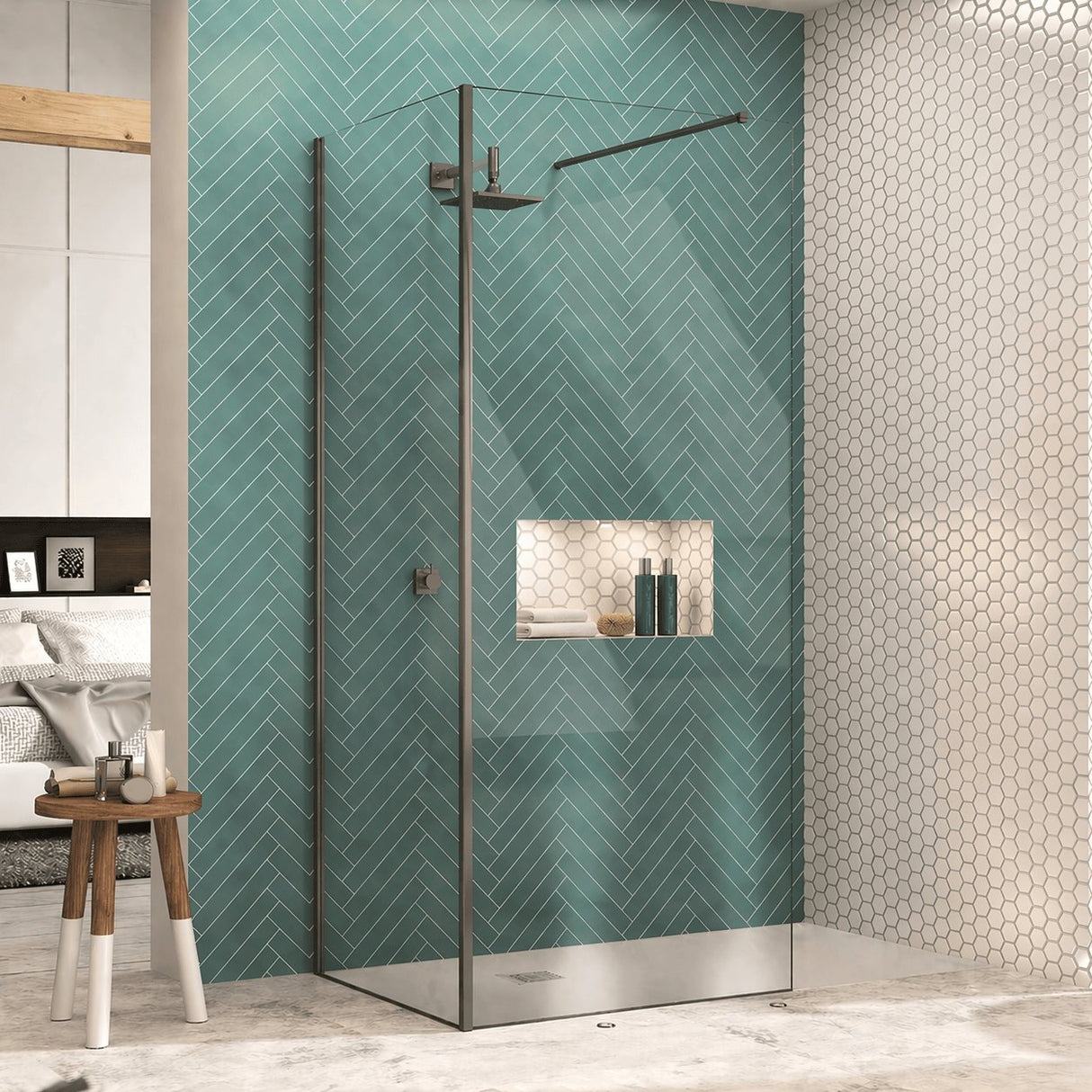 Merlyn Wetroom Accessory Brushed Gun Metal Merlyn Corner Post Profile for 8mm Wet Room Panels