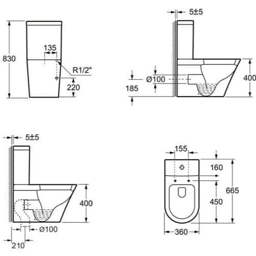 Imex Close Coupled Toilet Imex Arco Rimless Close Coupled Toilet with Soft Close Seat in White