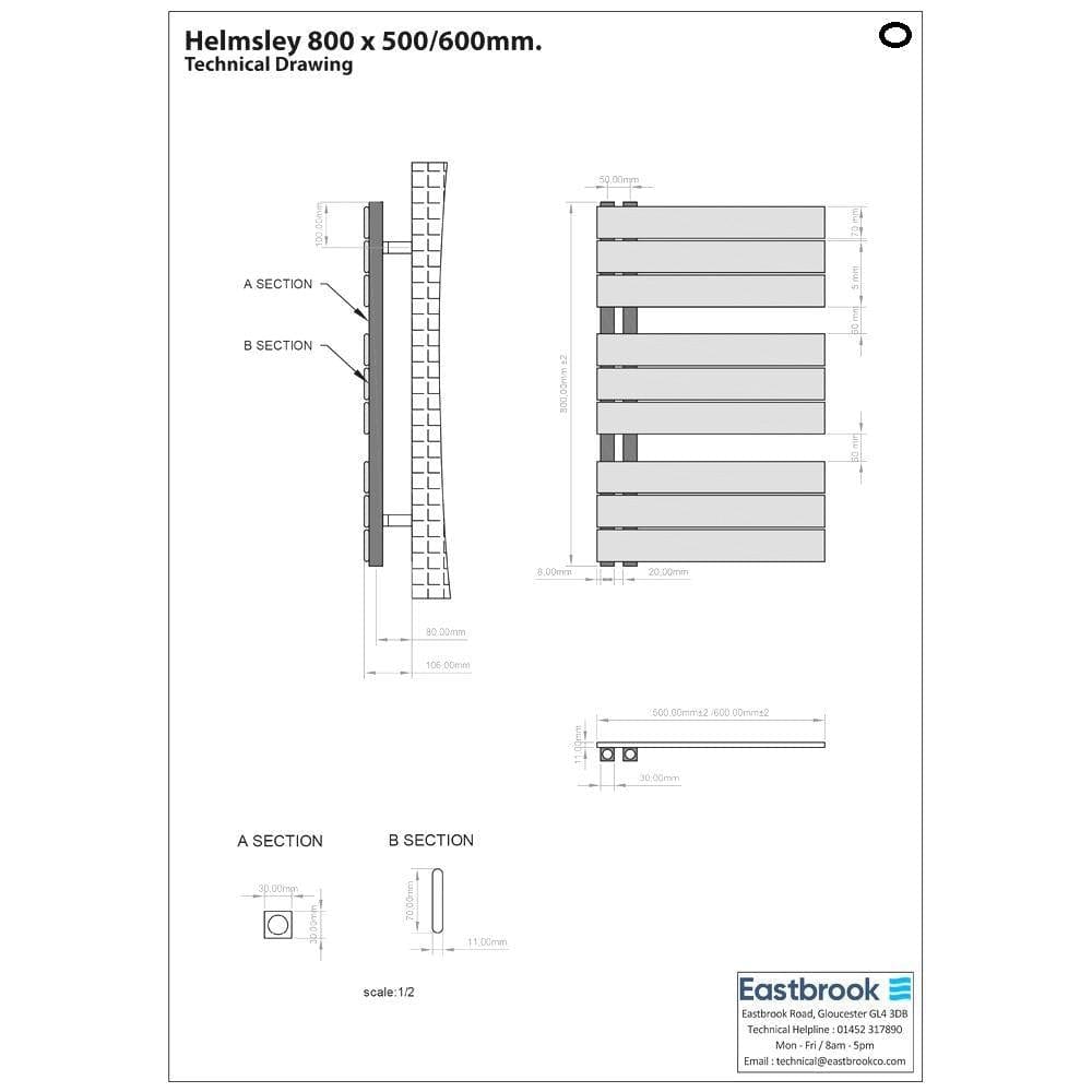 Eastbrook Helmsley Straight Vertical Designer Towel Rail in Matt Black