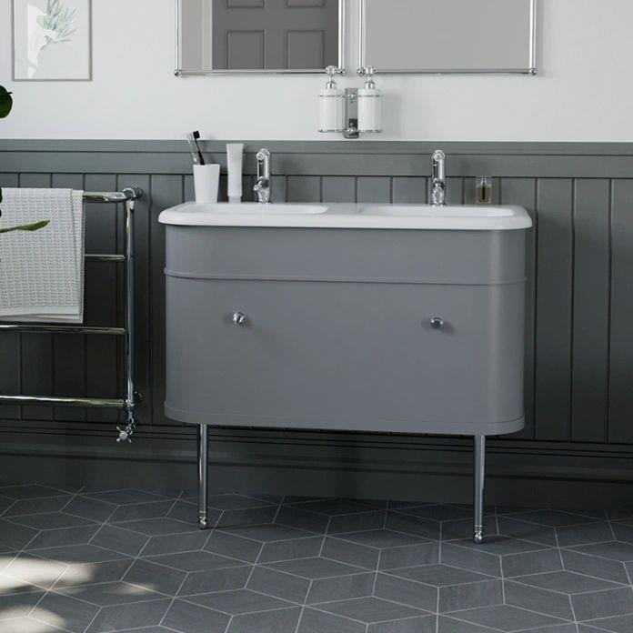 Burlington Double Sink Vanity Unit Burlington Chalfont 1000mm Wall Mounted Single Drawer Vanity Unit with Double Basin