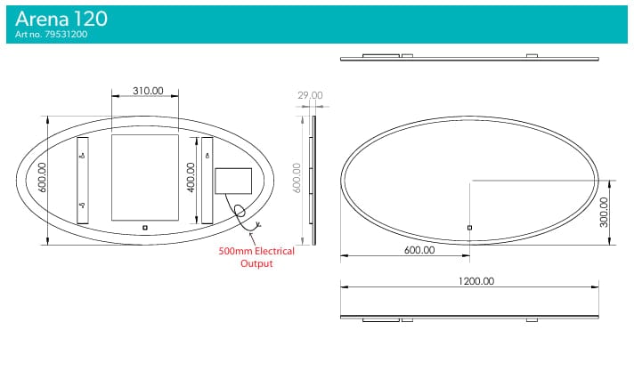 hib. Illuminated Mirror hib. Arena Oval LED Illuminated Mirror