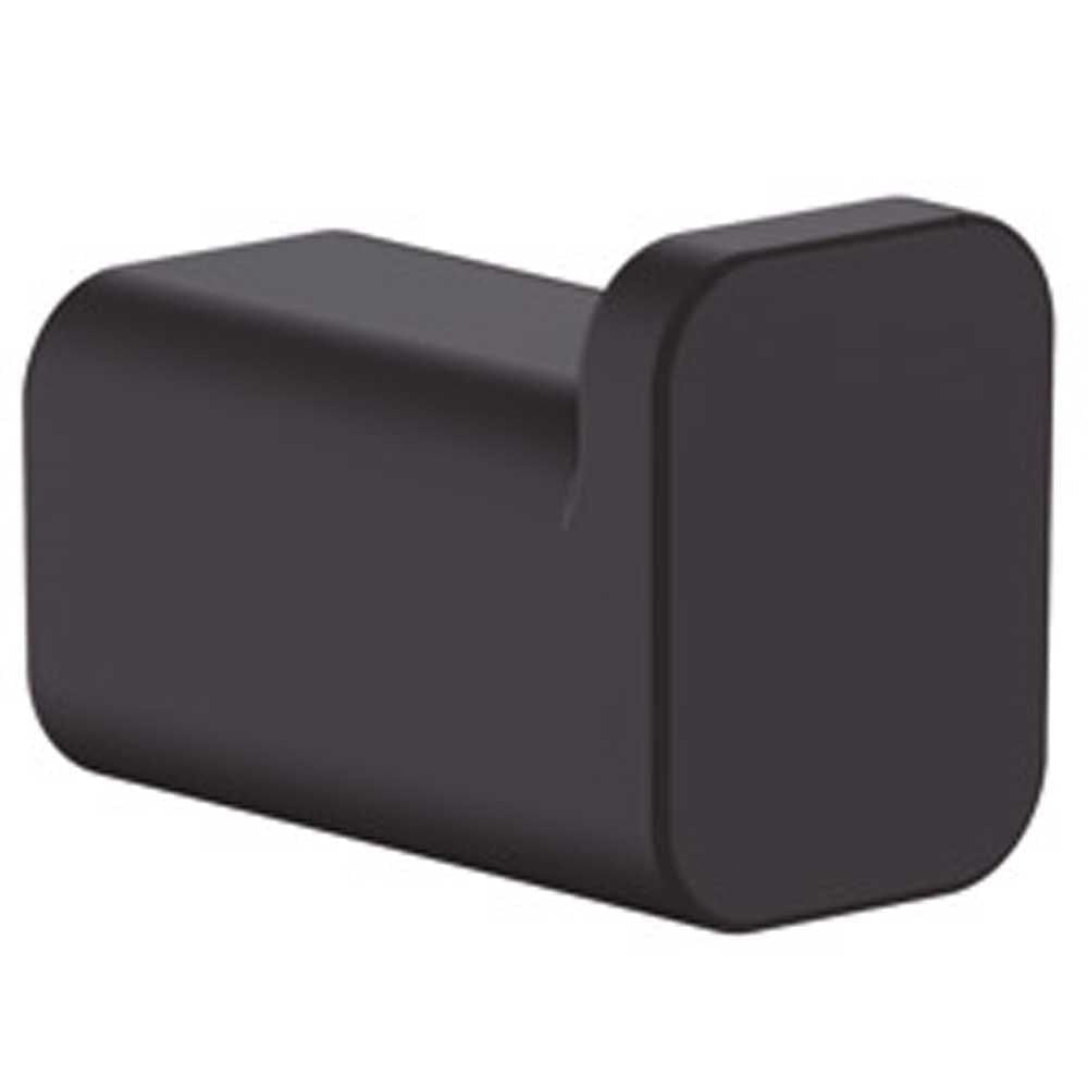 UK Bathroom Store Robe Hook Matt Black Hansgrohe Addstoris Single Towel Robe Hook