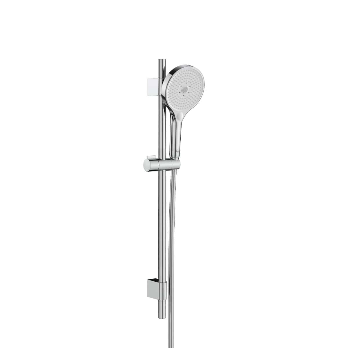 Roca Shower Riser Rail Chrome Roca Plenum 3 Function Shower Handset with Slide Rail, Bracket and Hose