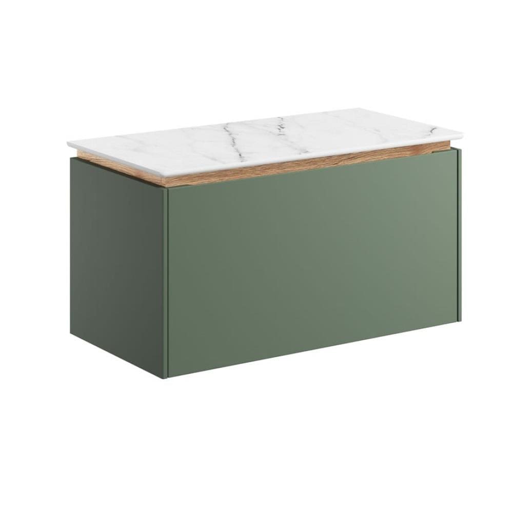 Crosswater Wall Mounted Vanity Unit Sage Green / 700mm / Carrara Marble Countertop Crosswater Mada Wall Mounted Vanity Unit