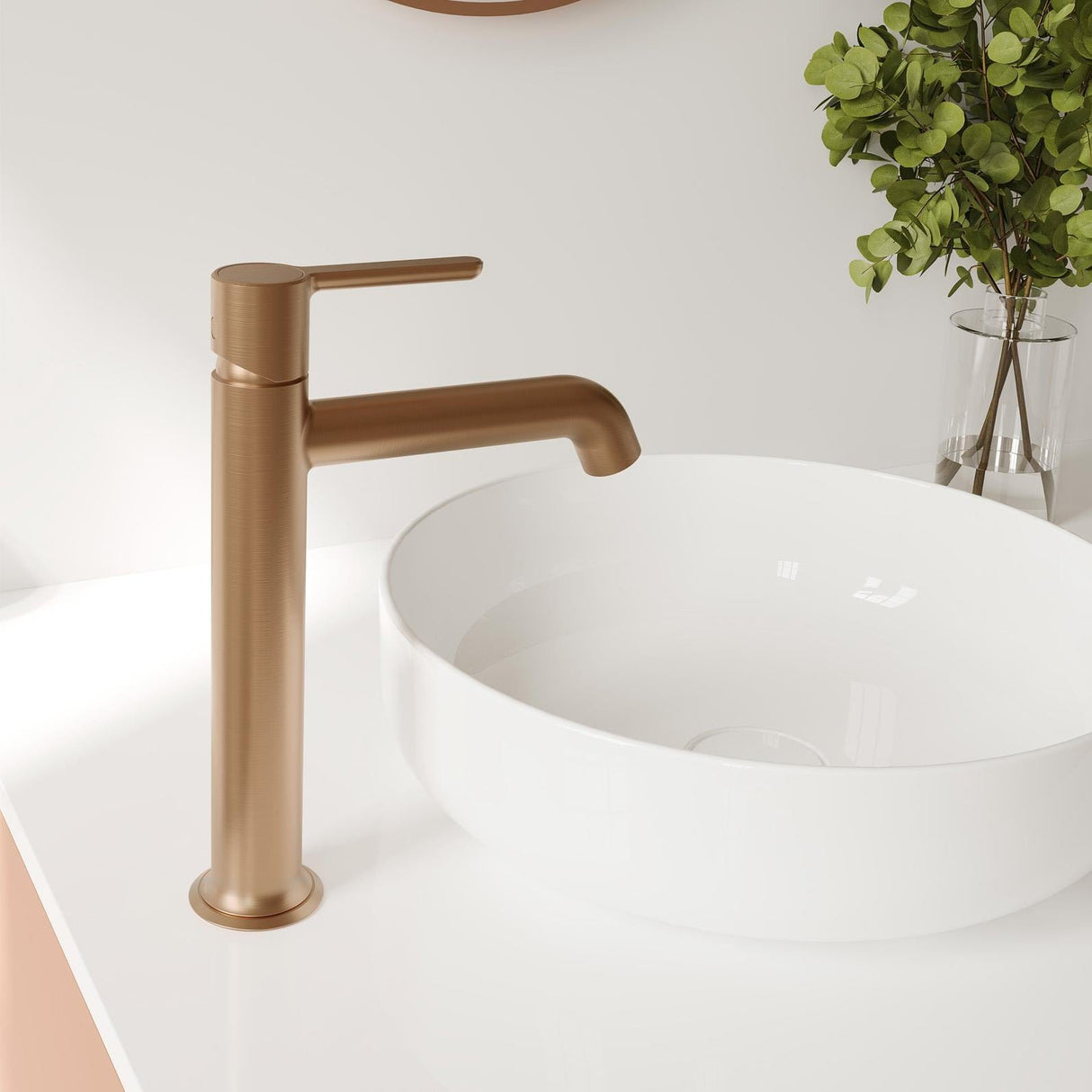 Flova Mono Basin Tap Brushed Bronze Flova Moonlight Tall Basin Mixer Tap with Clicker Waste