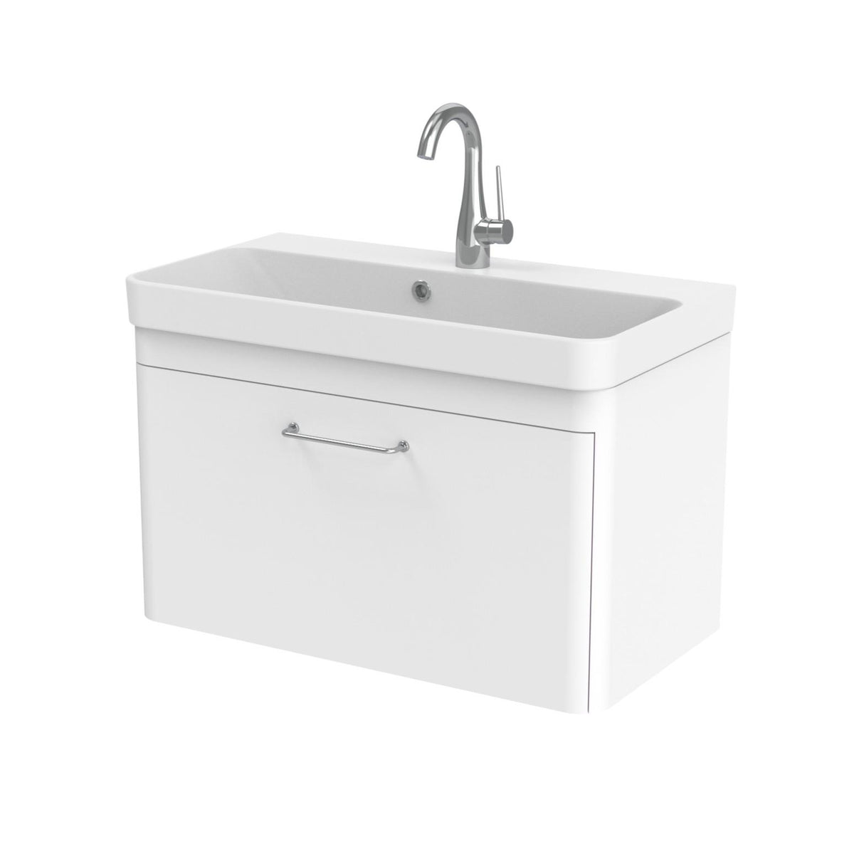 Saneux Hyde Vanity Unit With Basin - 700 x 370mm - One Drawer - Wall Mounted