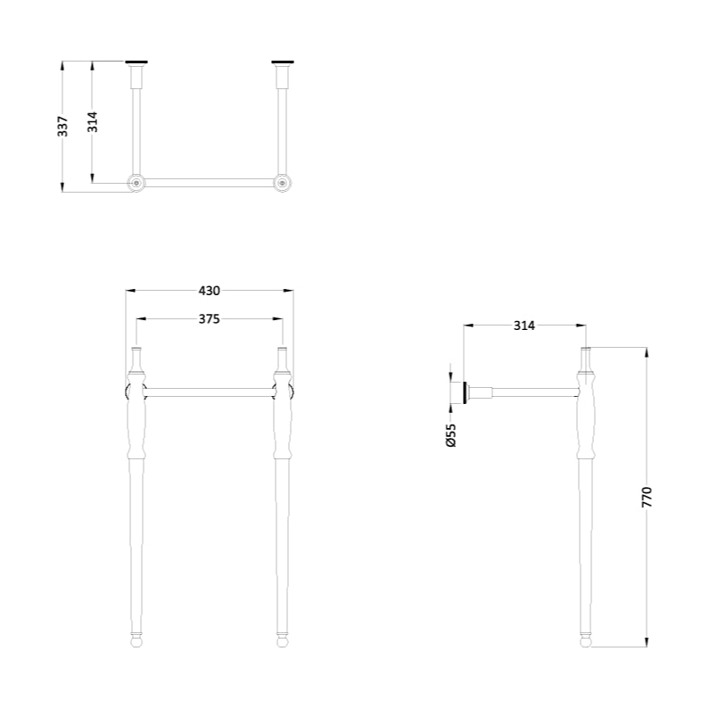 Burlington Guild 450mm Cloakroom Basin with Washstand