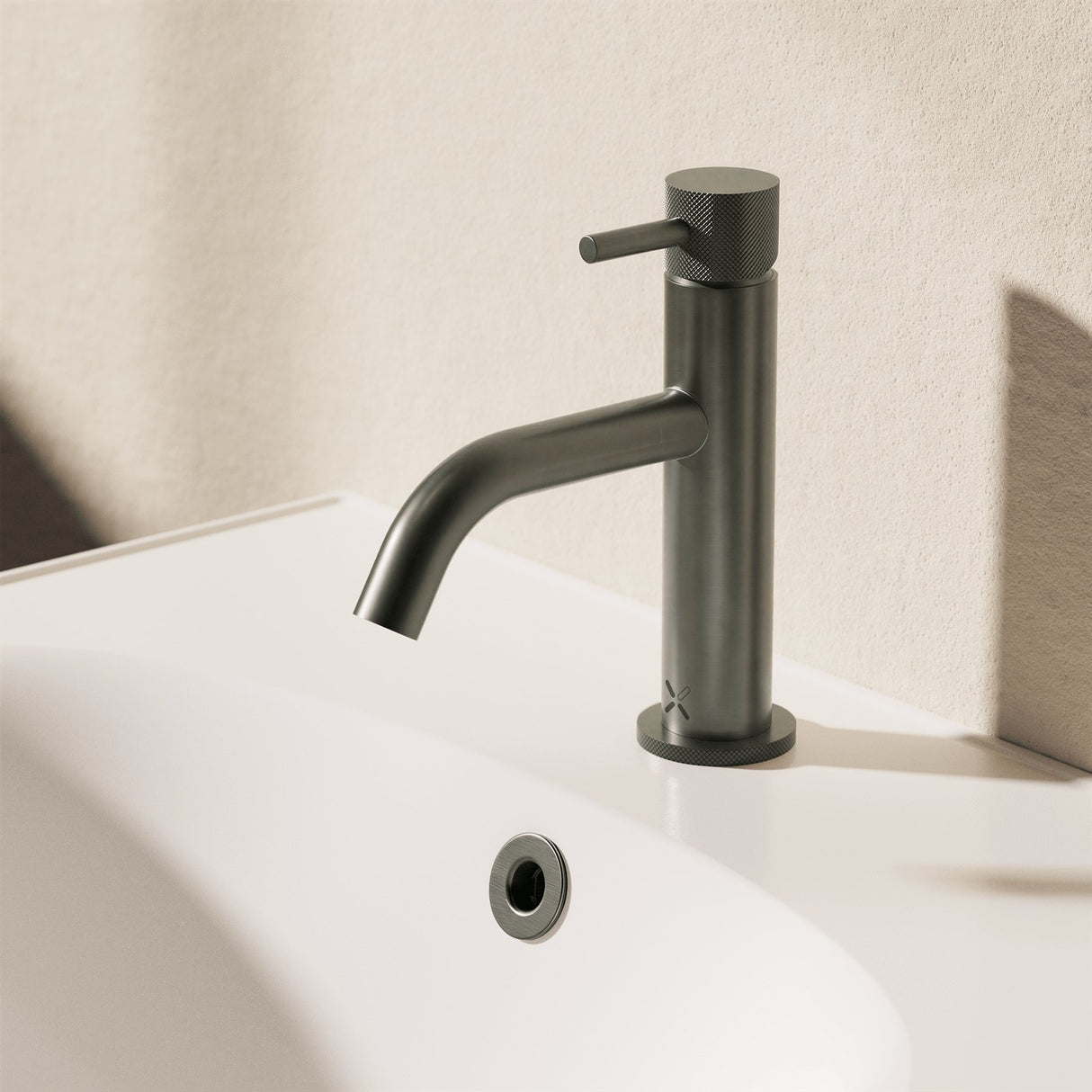 Crosswater Mono Basin Tap Slate Crosswater MPRO Basin Mixer Tap with Knurled Handle