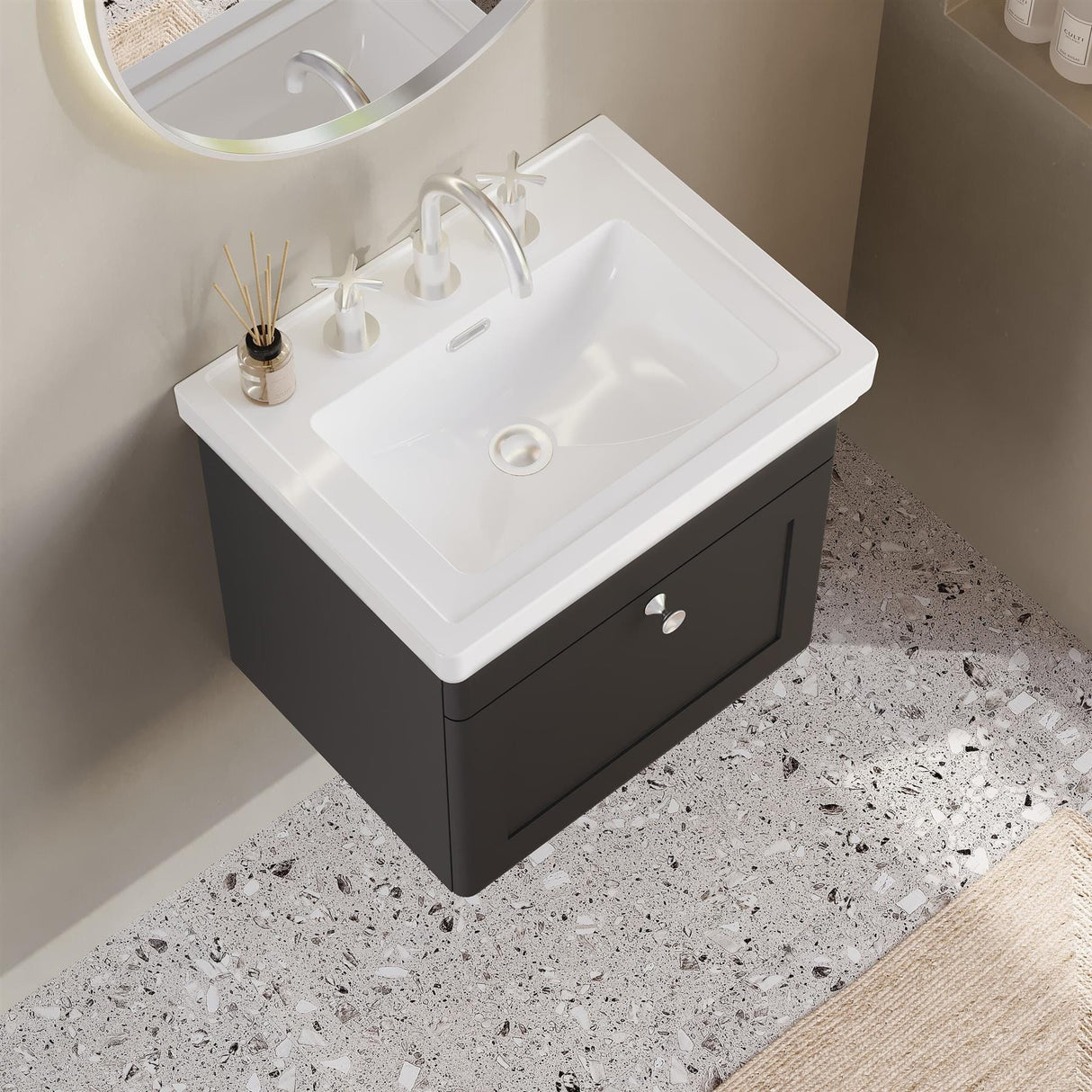 Aquarius Bathrooms Wall Mounted Vanity Unit Aquarius Leighton 500mm Wall Mounted One Drawer Vanity Unit with Basin