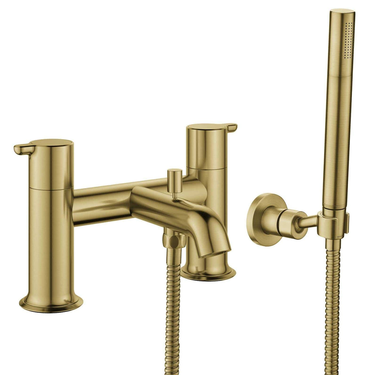 Flova Bath Shower Mixer Brushed Brass Flova Moonlight 2 Hole Bath Shower Mixer with Shower Kit