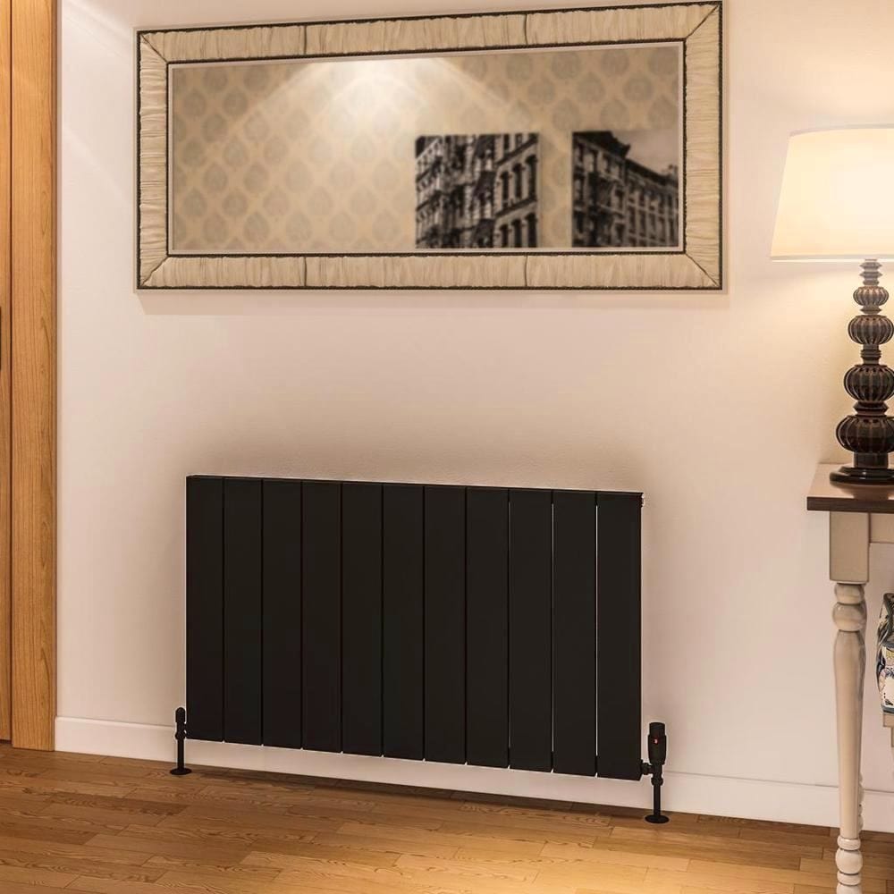 Eastbrook Panel Radiator 600 x 1040 / Dual Fuel Eastbrook Rosano Straight Horizontal Aluminium Radiator in Matt Black