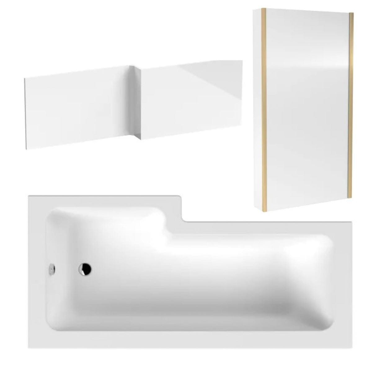 Aquarius Bathrooms L-Shaped Shower Bath Aquarius Urbano L-Shape Square Shower Bath Pack with Screen and Panel