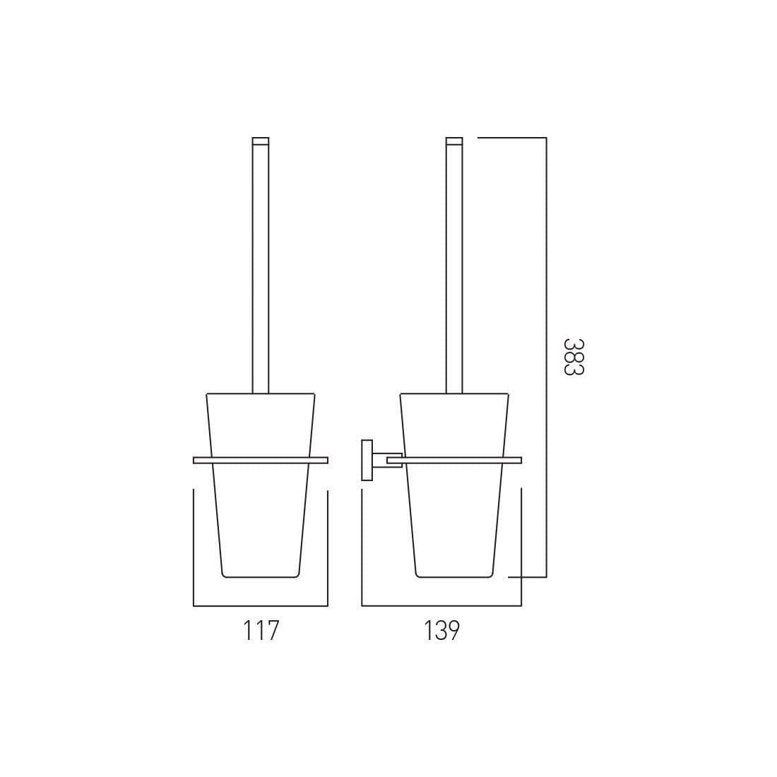 VADO Toilet Brush Vado Level Toilet Brush And Frosted Glass Holder in Chrome