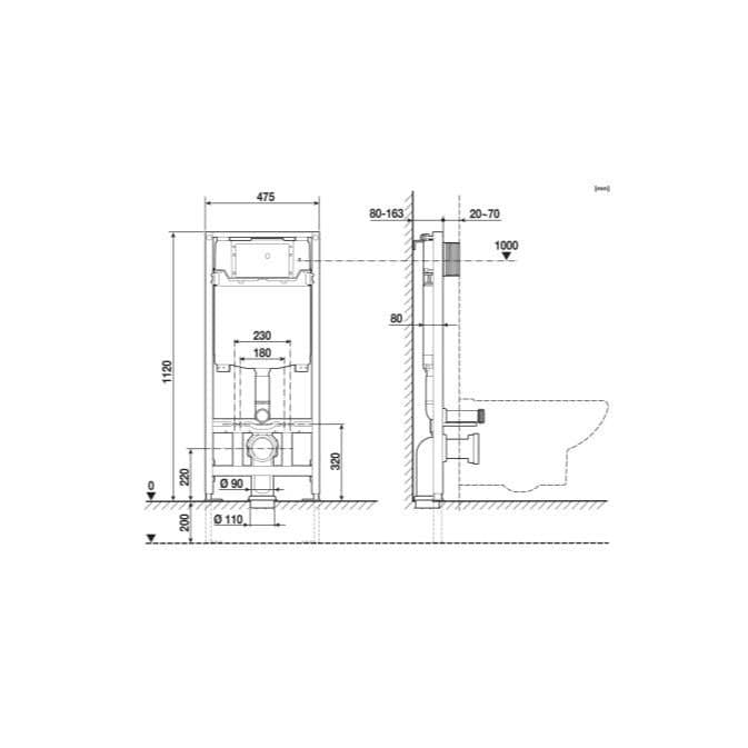 ROCA Wall Hung WC Frame ROCA Duplo One Wall Hung Full Height Frame and Cistern