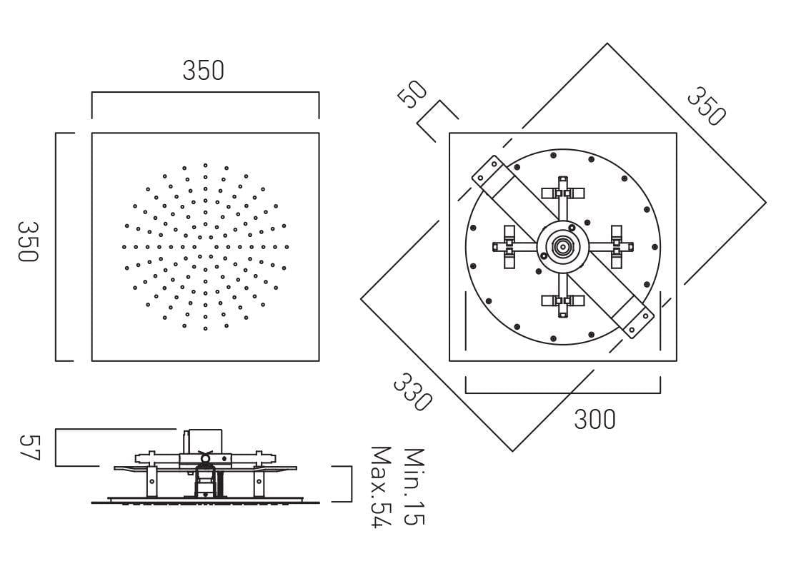 VADO Fixed Shower Head Vado Sky Ceiling Mounted Square Shower Head - 350mm Wide - Chrome