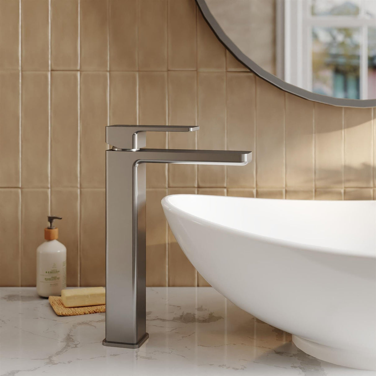 Aquarius Bathrooms Tall Basin Tap Brushed Pewter Aquarius Tetra Tall Mono Basin Mixer Tap